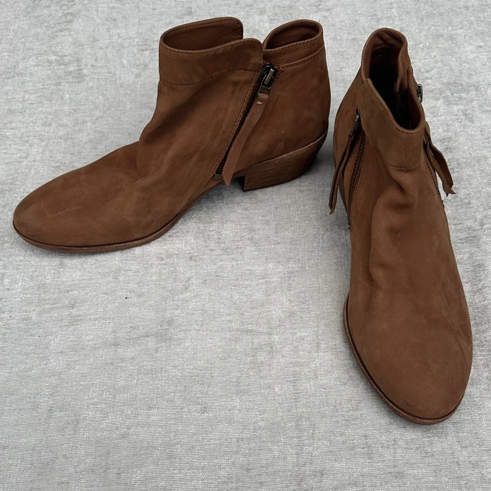 Sam Edelman Brown Leather Ankle Boots Zips on both Sides Size 9